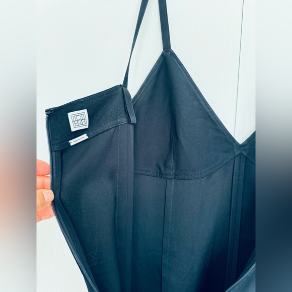 Toteme Cami top Crepe slip dress black with navy hint EU 38 US 6 zip closure - Picture 12 of 16